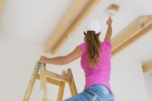Painting Home Real Estate Investments Woman Ladder Interior