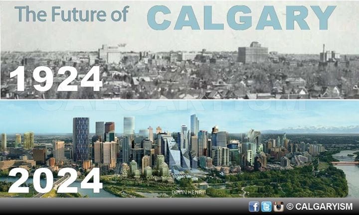 Calgary Skyline: A Century of Change (1924 vs. 2024)