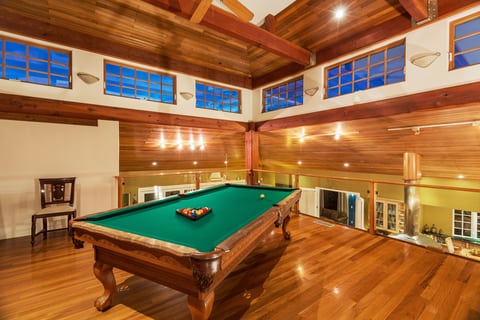 luxury home game room pool table interior 