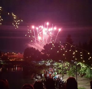 Fireworks downtown Princes Island Park Calgary Alberta