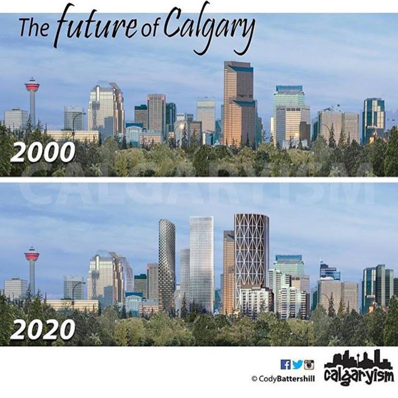history of calgary infographic downtown skyline 2000 to 2020