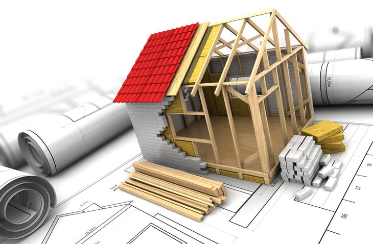 home undergoing renovations 3d graphic