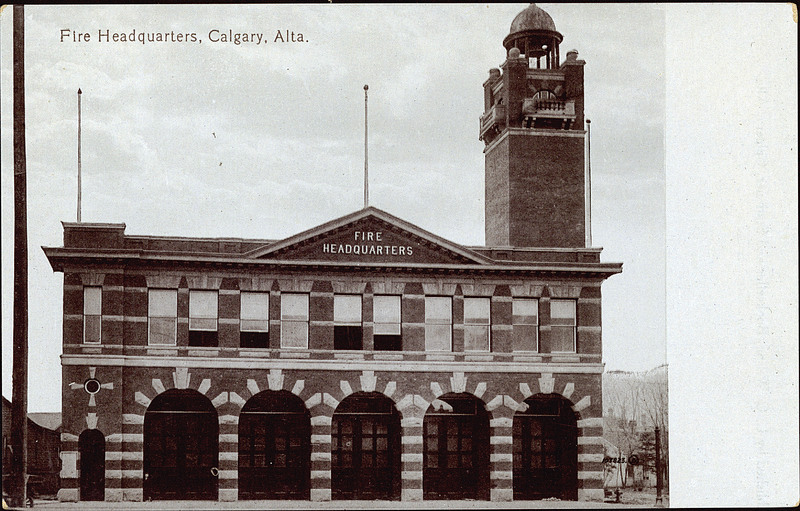 downtown calgary historical photo of fire headquarters