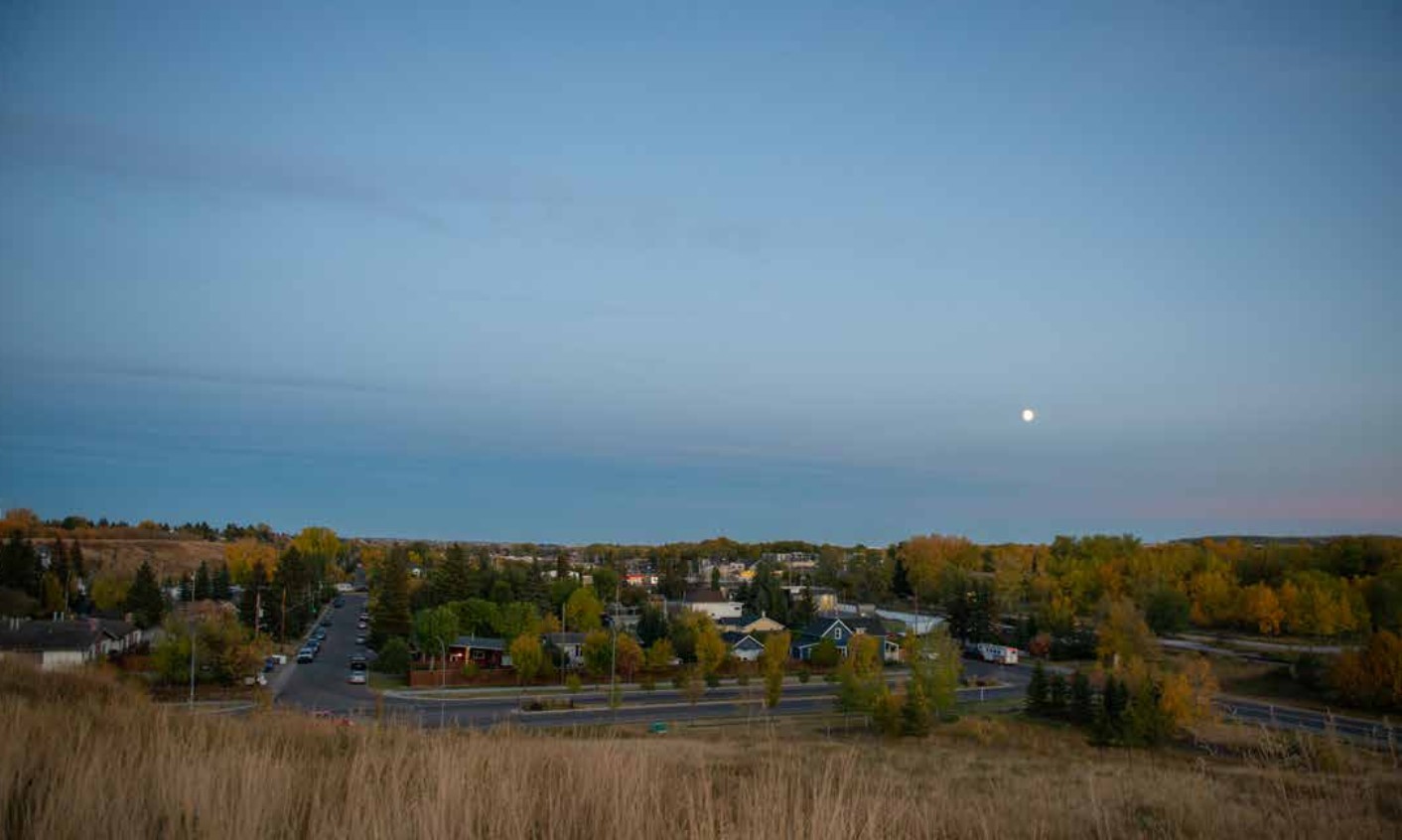 View of community in the town of Okotoks, southern AB