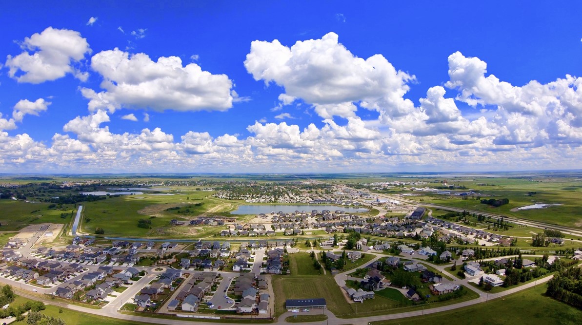 Town of Strathmore, Alberta, aerial view